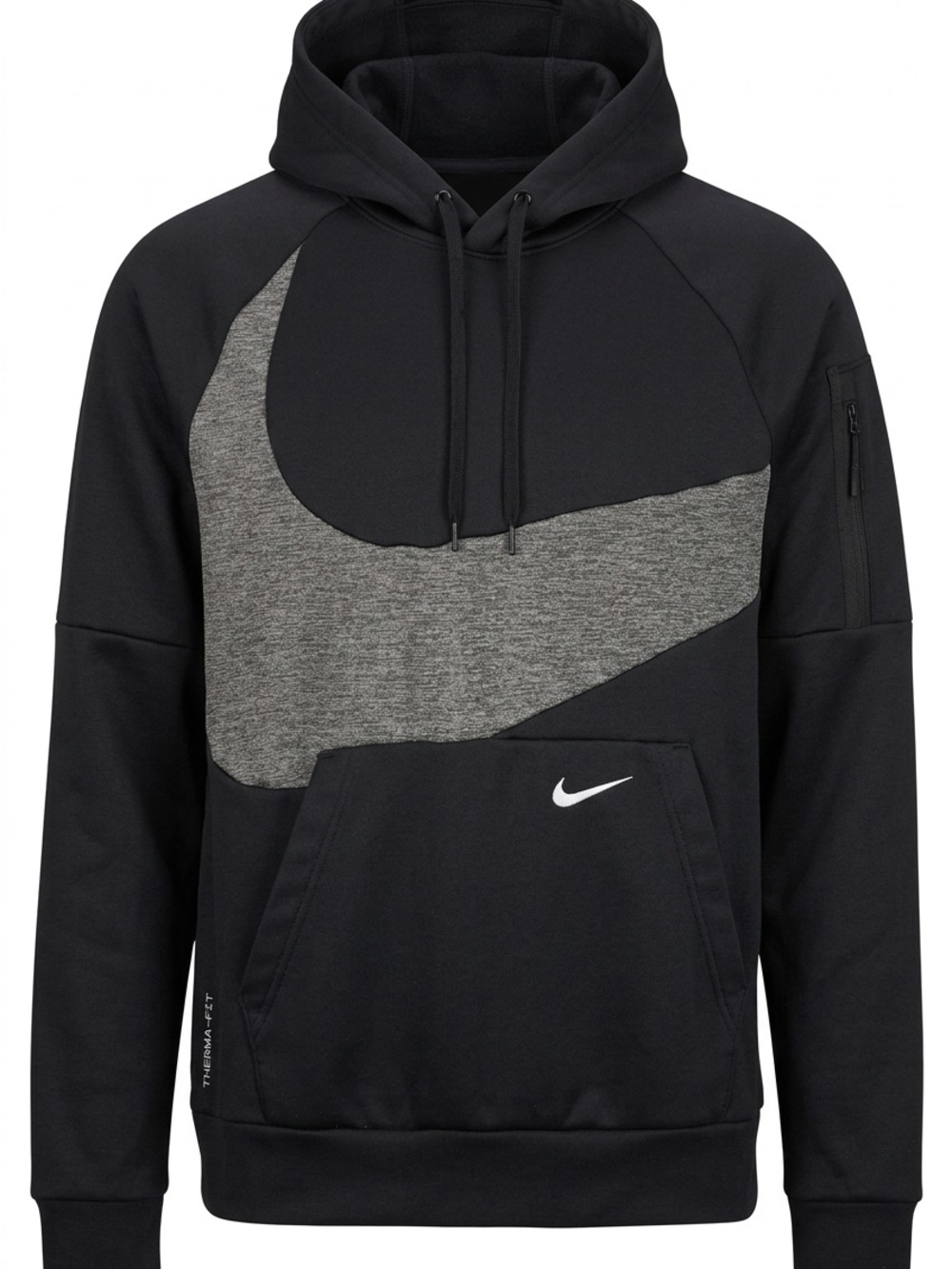 Nike Black Hoodie with Gray Swoosh Accent